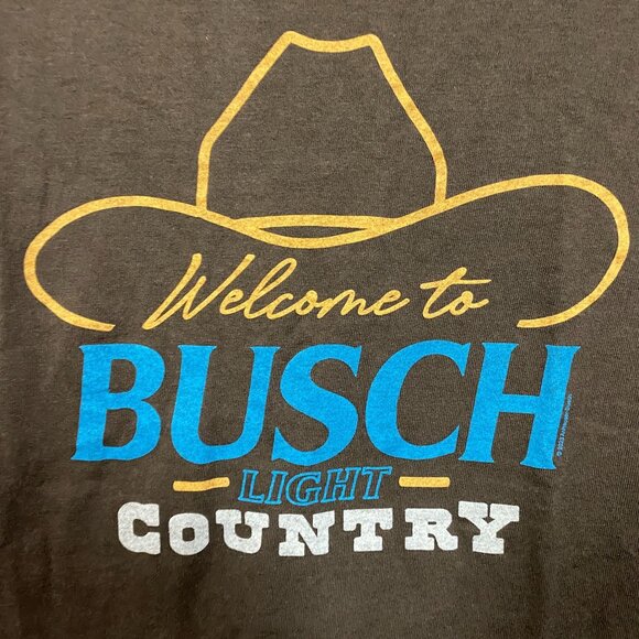 Welcome To Busch Light Country Vintage Style Brown T-Shirt Extra Small - Picture 2 of 4